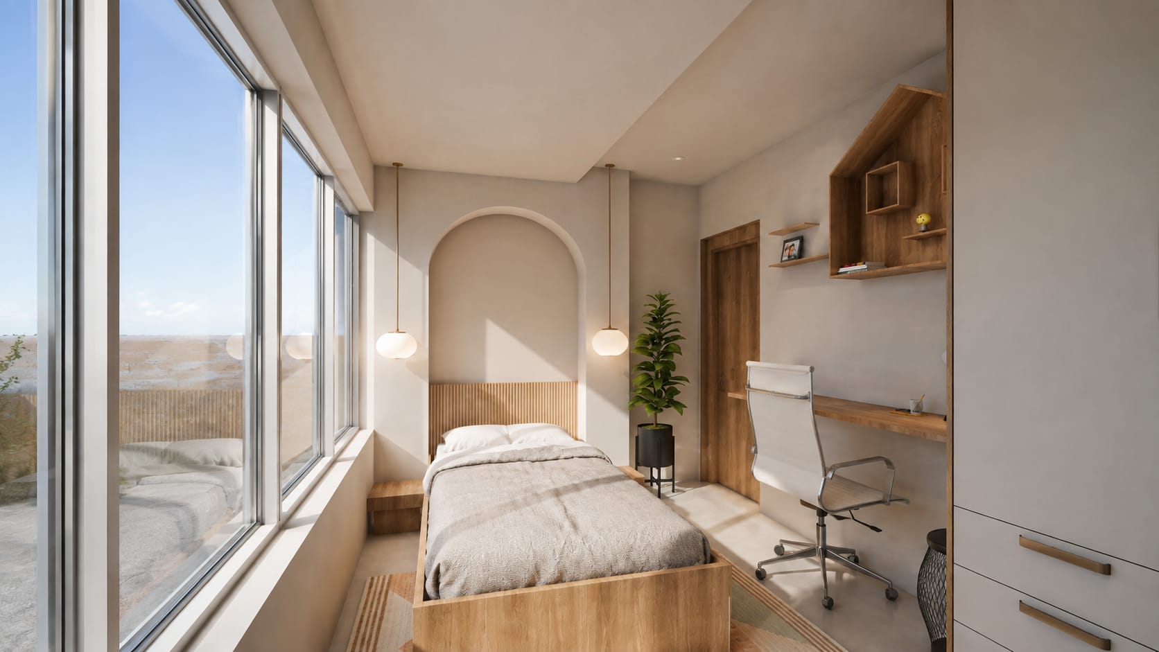 D-16 Renovasyon, oturma alanı ve deniz manzarası görselleştirmesi
