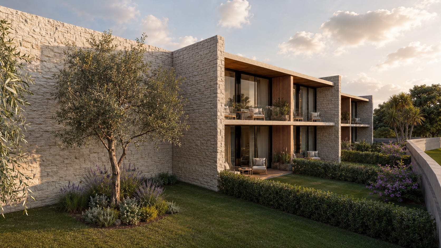 No 19 Dream Residence, olağan ağacı ve havuzuyla dış cephe görselleştirmesi